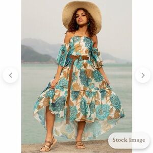 Joyfolie Chloe Floral Off-Shoulder Maxi Dress